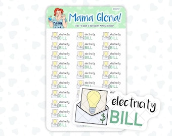 Electricity bill text stickers for planners, ID 0297