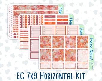 Kit 0136- 7x9 - Blaze Florals -November- Autumn- Weekly Kit For EC Horizontal Planners