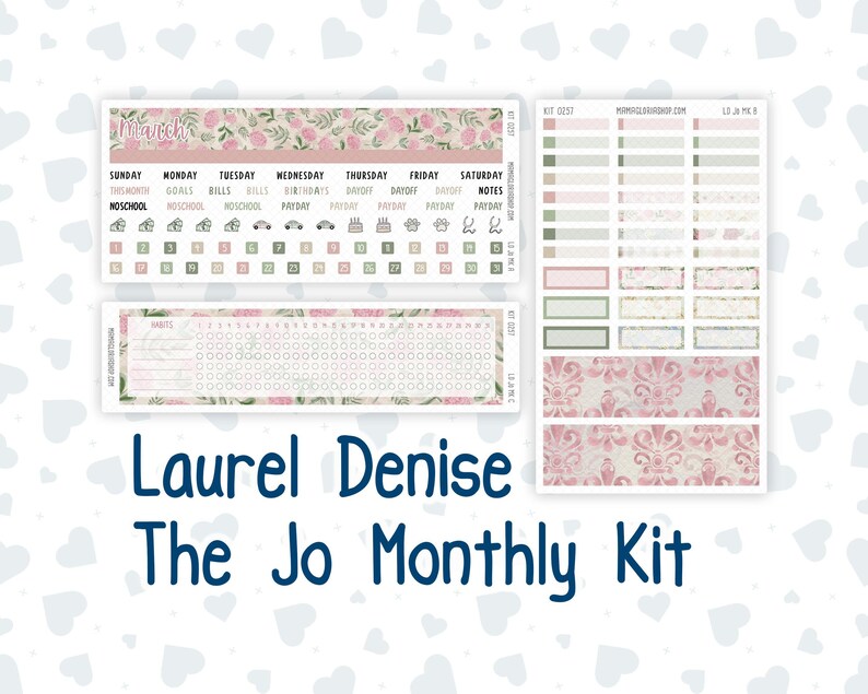 Kit 0257 - Laurel Denise the Jo Planner - Monthly Kit - March - Blush ...