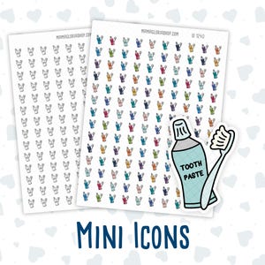 Zahnbürste und Zahnpasta - Mundpflege - Zahnreinigung - Doodle Icon-Sticker