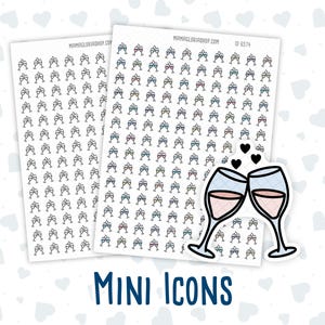 Cita nocturna - Copas de vino - Celebración - Icono de doodle - Adhesivo