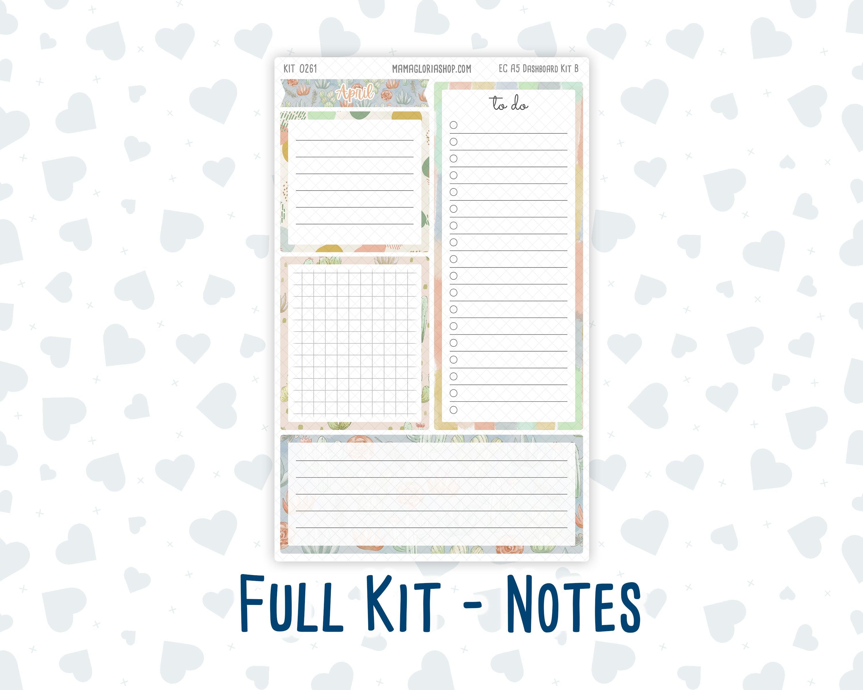 Kit 0261 - A5 - EC Notes Pages - Dashboard Kit | Productivity Page ...