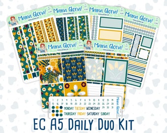 Kit 0077 - Duo quotidien A5 - Floraison estivale - Сhrysanthèmes - Semaine d'août