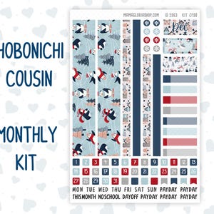 Kit 0198 Hobonichi Cousin – maandelijks – 1,3 inch brede zuilen – vakantiedorp – december – kerst