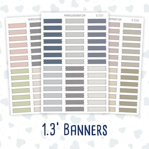 Wild Sage & Muted Slate 1.3 Inch Banners Sticker Sheet | Planner Flag Stickers | Functional Planner Stickers | Weekly Planner Labels