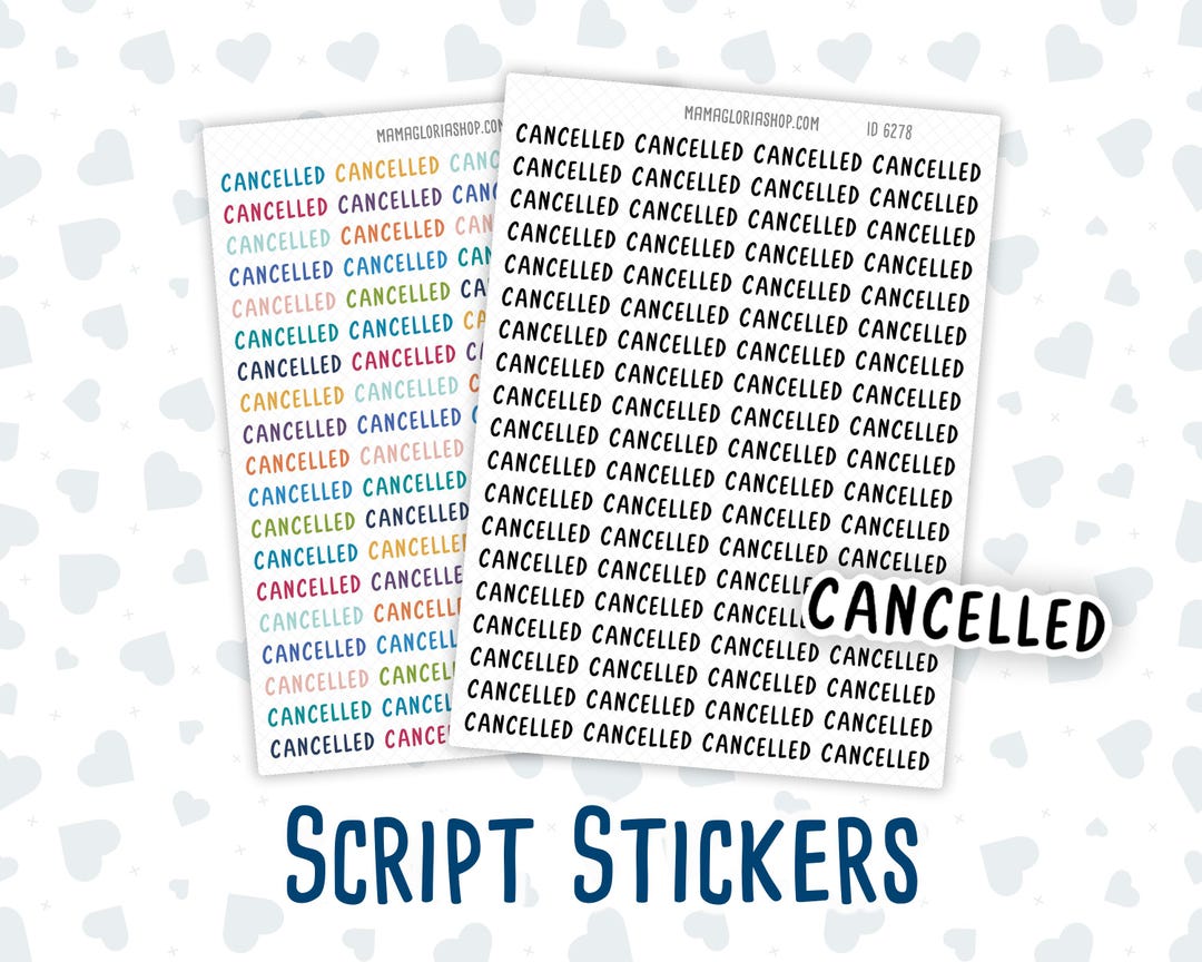Canceled Script Cancelled - Script Stickers for Planners - Headers - Etsy