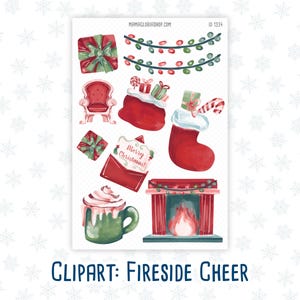Clipart - open haard gejuich - voor planners - tijdschriften - december - kerst