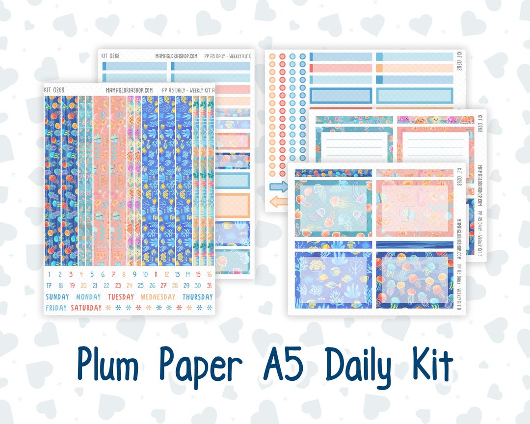 Kit 0268 - A5 - Plum Paper Daily - Weekly Kit - June - Sea Sweeties - Etsy