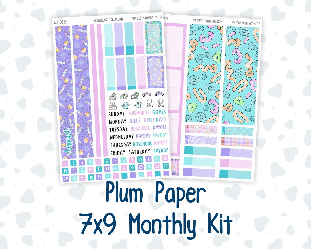 Kit 0230 - 7x9 - Plum Paper - Monthly Kit - August - School Daze - Etsy