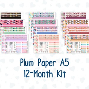A5 - Kit 12 mois - Pour agenda papier prune