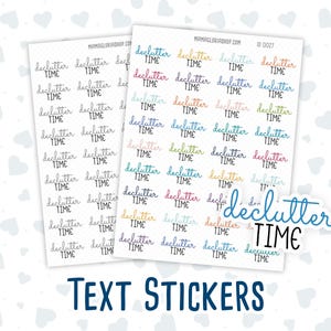 Declutter Time - tekststickers voor planners - handgeschreven