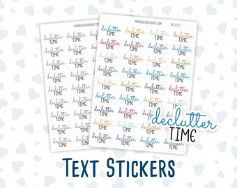 Declutter Time - tekststickers voor planners - handgeschreven