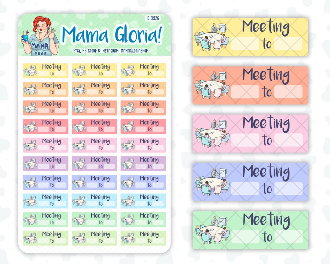 Meeting Time - Schedule - Trackers - Quarter Box - Stickers for Planner ...