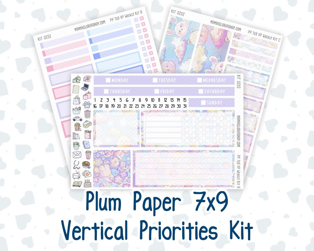 Kit 0252 - 7x9 - Vertical Priorities - Plum Paper - Weekly Kit ...