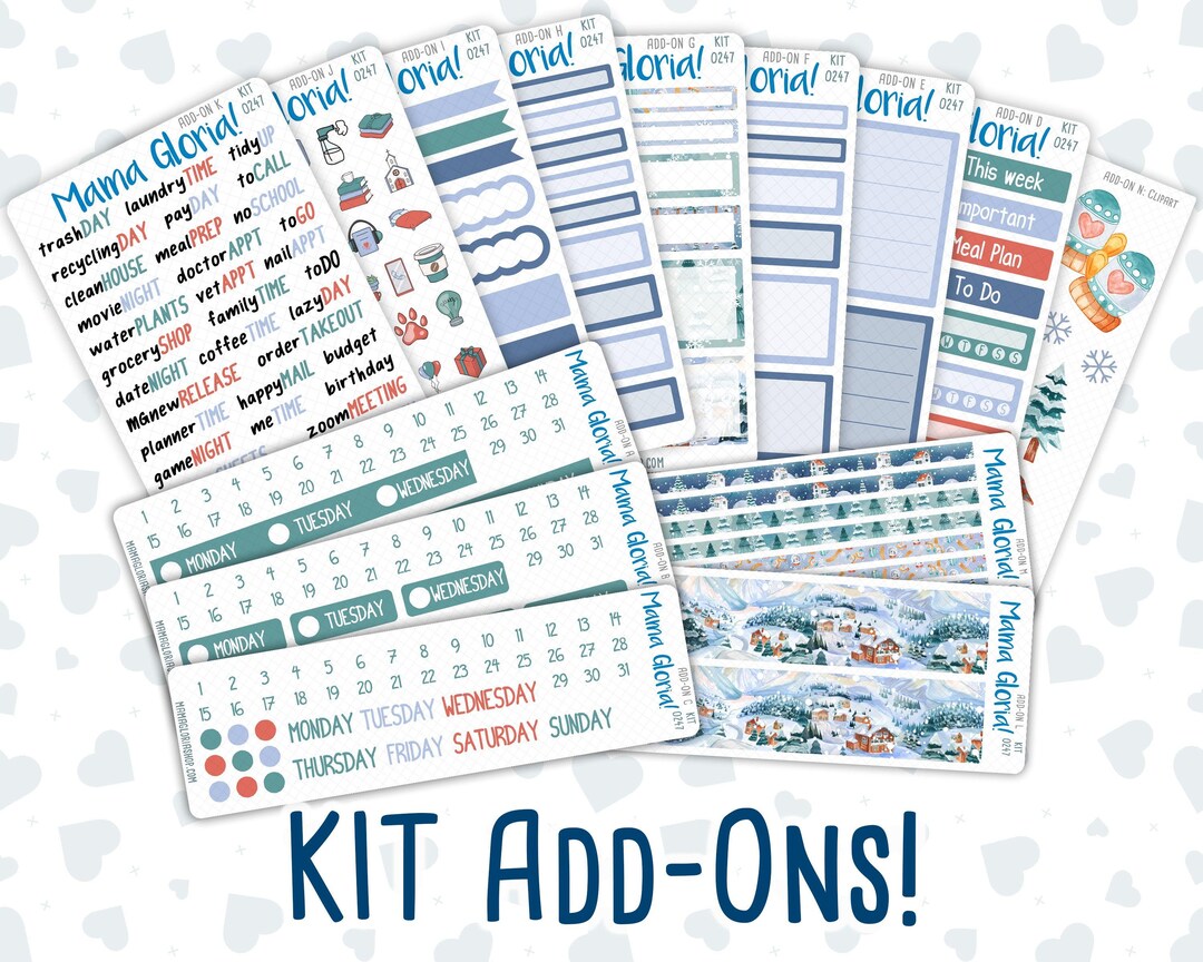 Kit 0247 - Add Ons - December - Snow Day Adventures - Planner Stickers ...