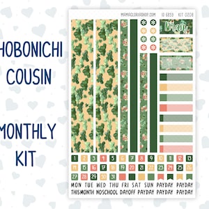 Kit 0208 Hobonichi Cousin – Mensal – Colunas de 1,3” de largura - Shamrock Lane – Março