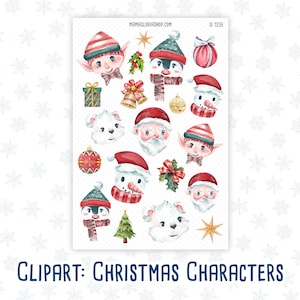 Clipart - kerstfiguren - voor planners - tijdschriften - december - kerst