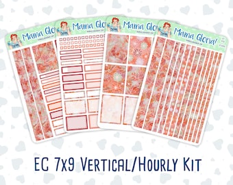Kit 0136 -7x9 -Blaze Florals- November- Autumn- Weekly Kit For Vertical And Hourly EC Planners