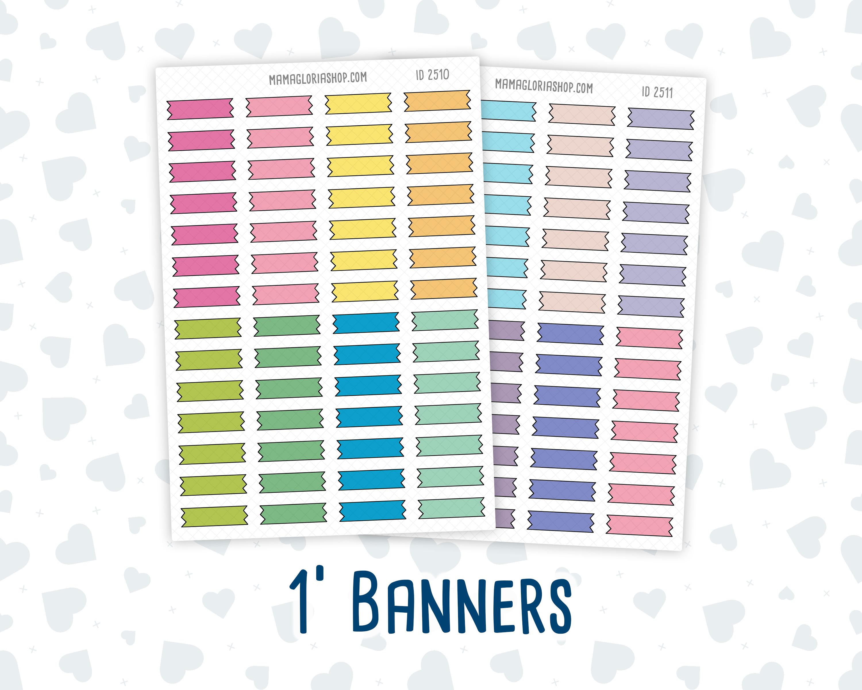 Color Pop 1 Inch Banners Sticker Sheet | Planner Flag Stickers ...