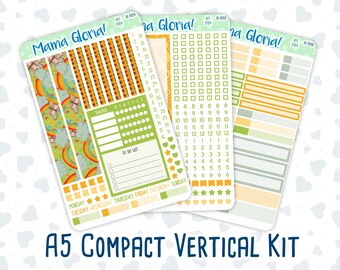 Kit 0124 - Compact vertical A5 - Flottement rétro - Hebdomadaire d'août