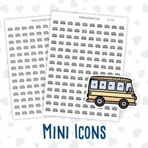 Autobus scolaire - Débarcadère des élèves - Rentrée des classes - Autocollant Doodle