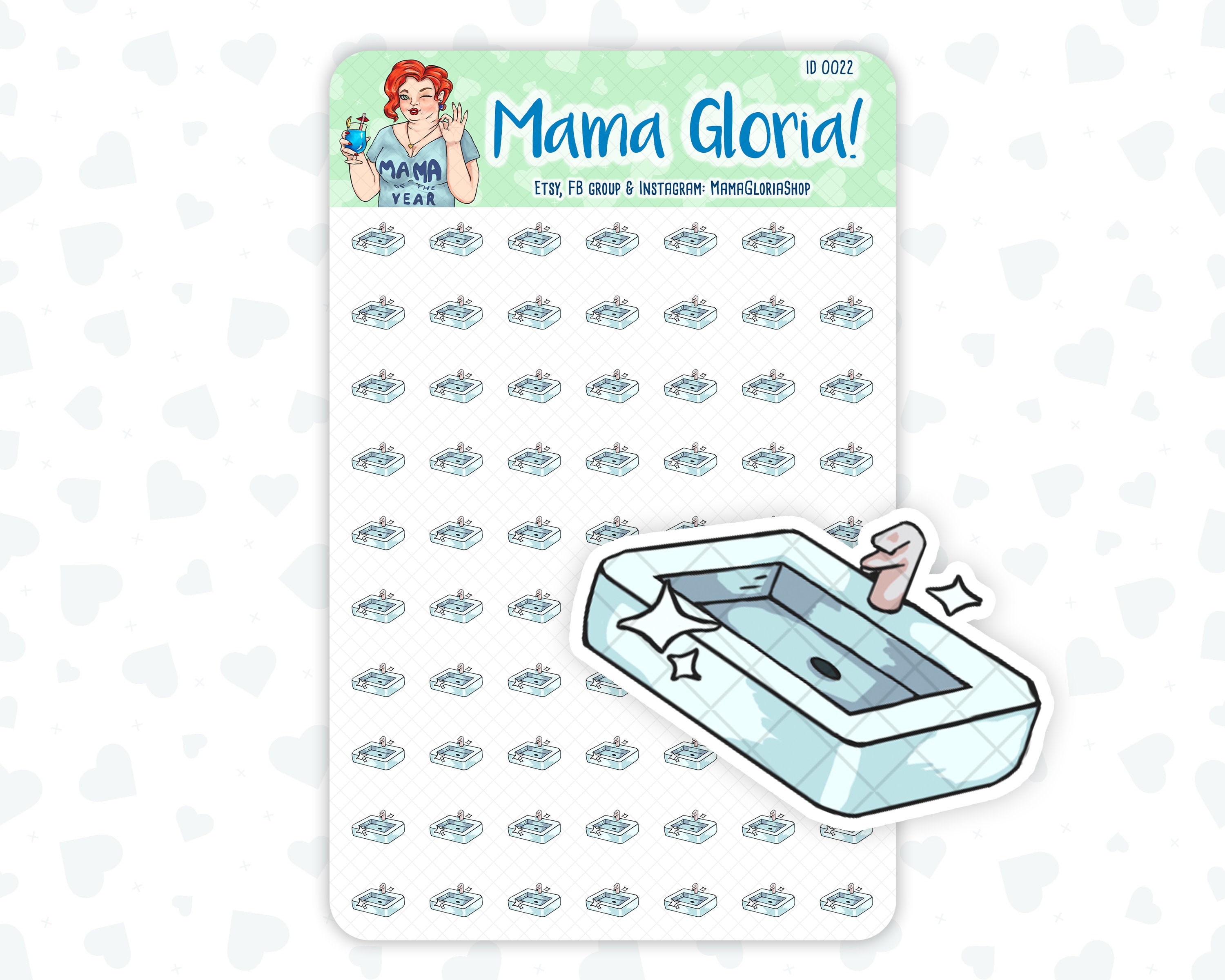 Sink wash basin bathroom stickers for planners ID 0022 Etsy
