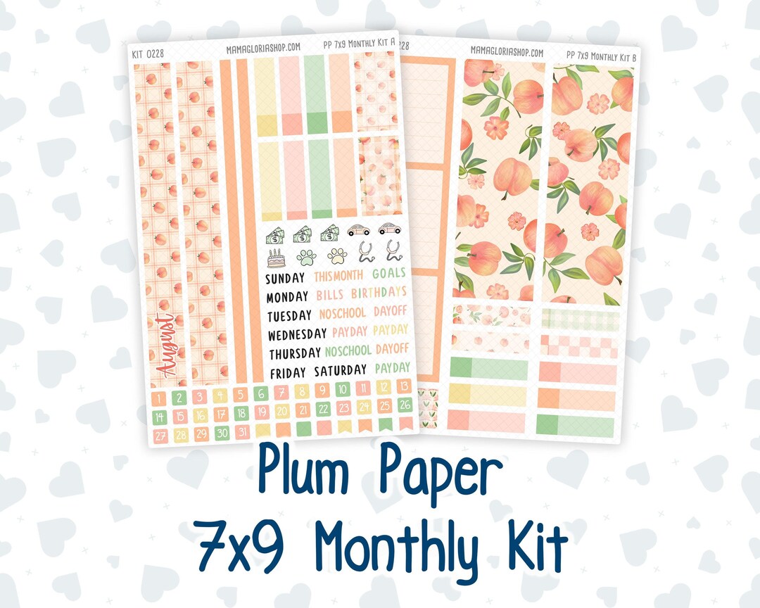 Kit 0228 - 7x9 - Plum Paper - Monthly Kit - August - Just Peachy - Etsy