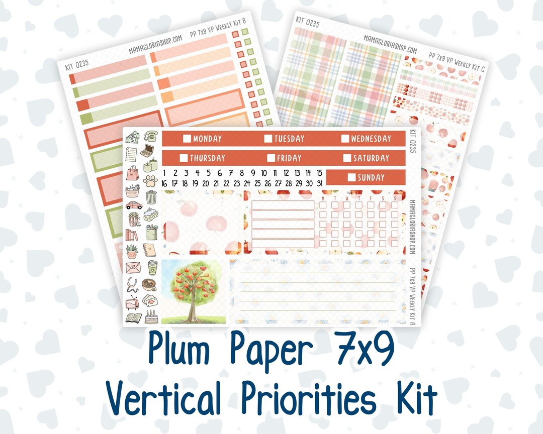 Kit 0235 - 7x9 - Vertical Priorities - Plum Paper - Weekly Kit ...