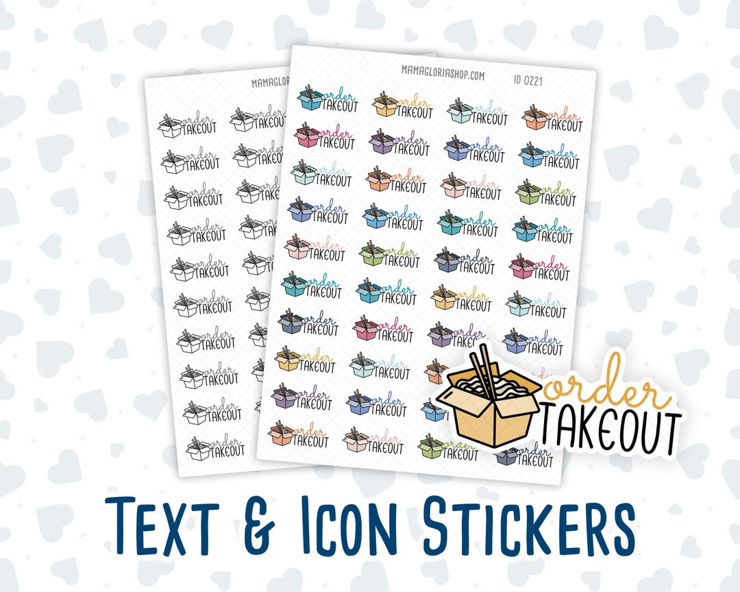 Order Takeout - Text Sticker With Icon - Etsy