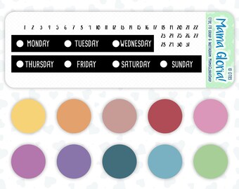 Days Of The Week Stickers Erin Condren 0786,0787,0788,0789,0790,0791,0792,0793,0794,0795 Solid Line For Planners ID 0785