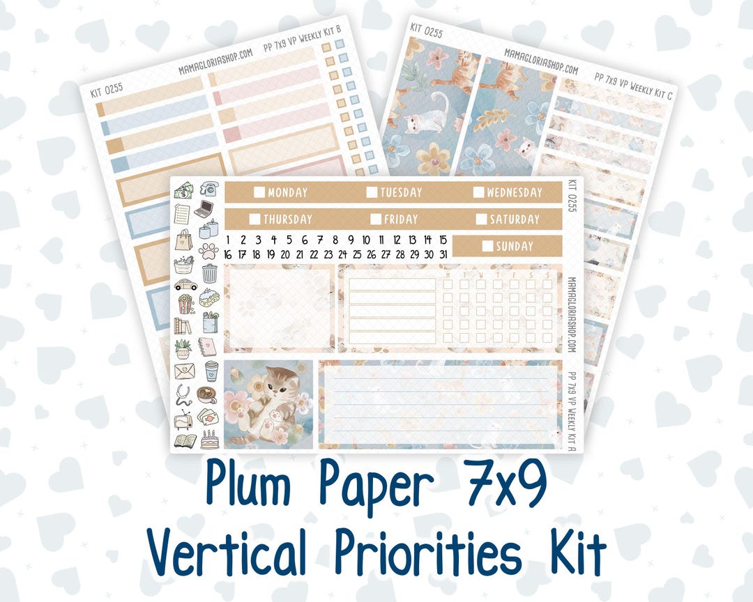 Kit 0255 - 7x9 - Vertical Priorities - Plum Paper - Weekly Kit ...