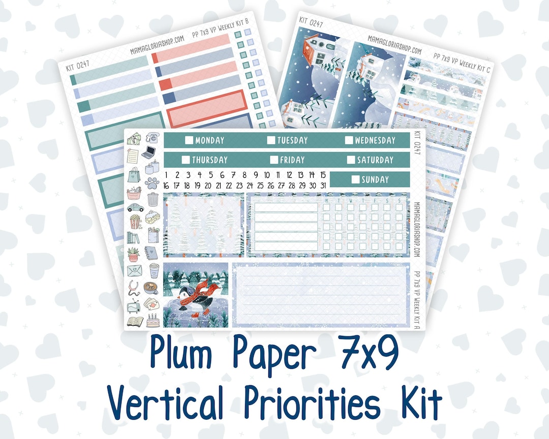 Kit 0247 - 7x9 - Vertical Priorities - Plum Paper - Weekly Kit ...