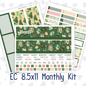 EC 8.5x11 Mensual - Kit 0208 - Shamrock Lane - Marzo - Para planificadores de Erin Condren