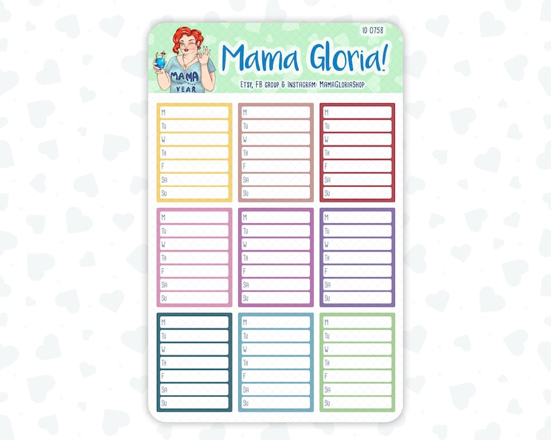 Sidebar Weekly Tracker - Full Box - Stickers for Planners - Etsy