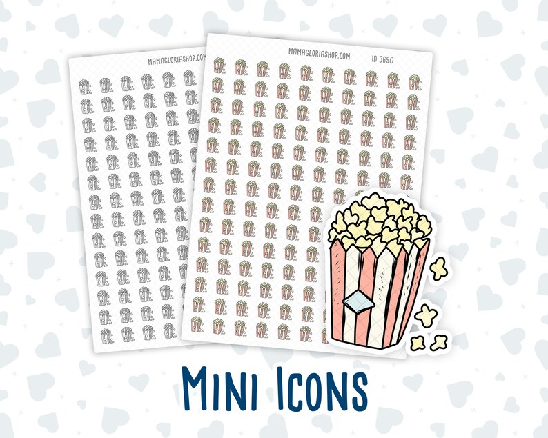 Movie Night - Popcorn - Doodle Icon Sticker - Etsy