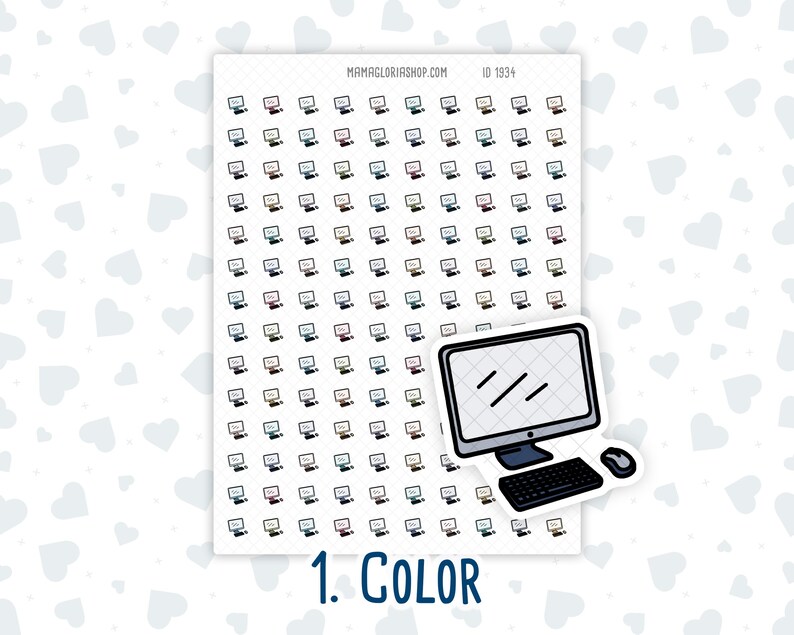 Computer Screen Stickers Computer Setup - Work Desk - Office - Doodle Icon-sticker - Etsy
