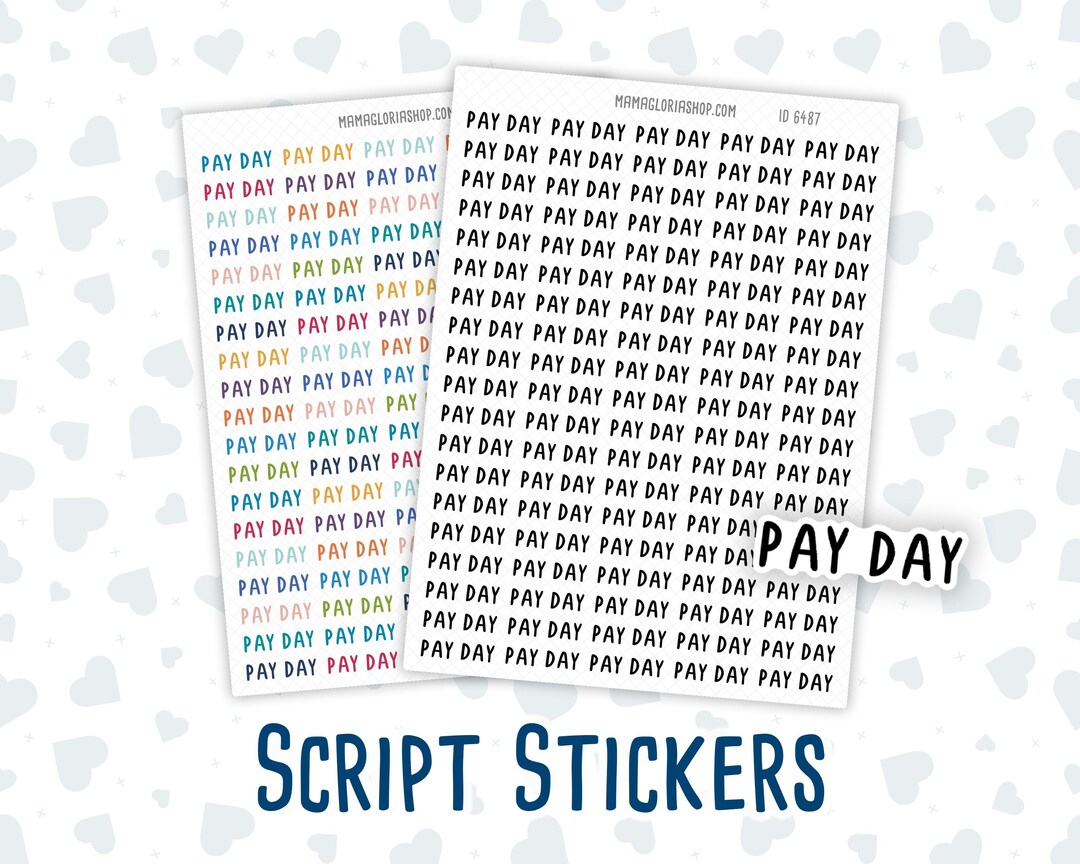 Pay Day Lettering Pay Day - Script Stickers for Planners - Headers - Etsy