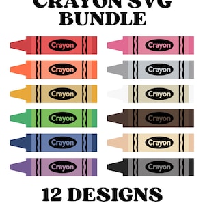 Crayon SVG Bundle – 12 Rainbow Crayon Cut Files for Cricut & Silhouette | Back to School SVG | Classroom Decor | Instant Download
