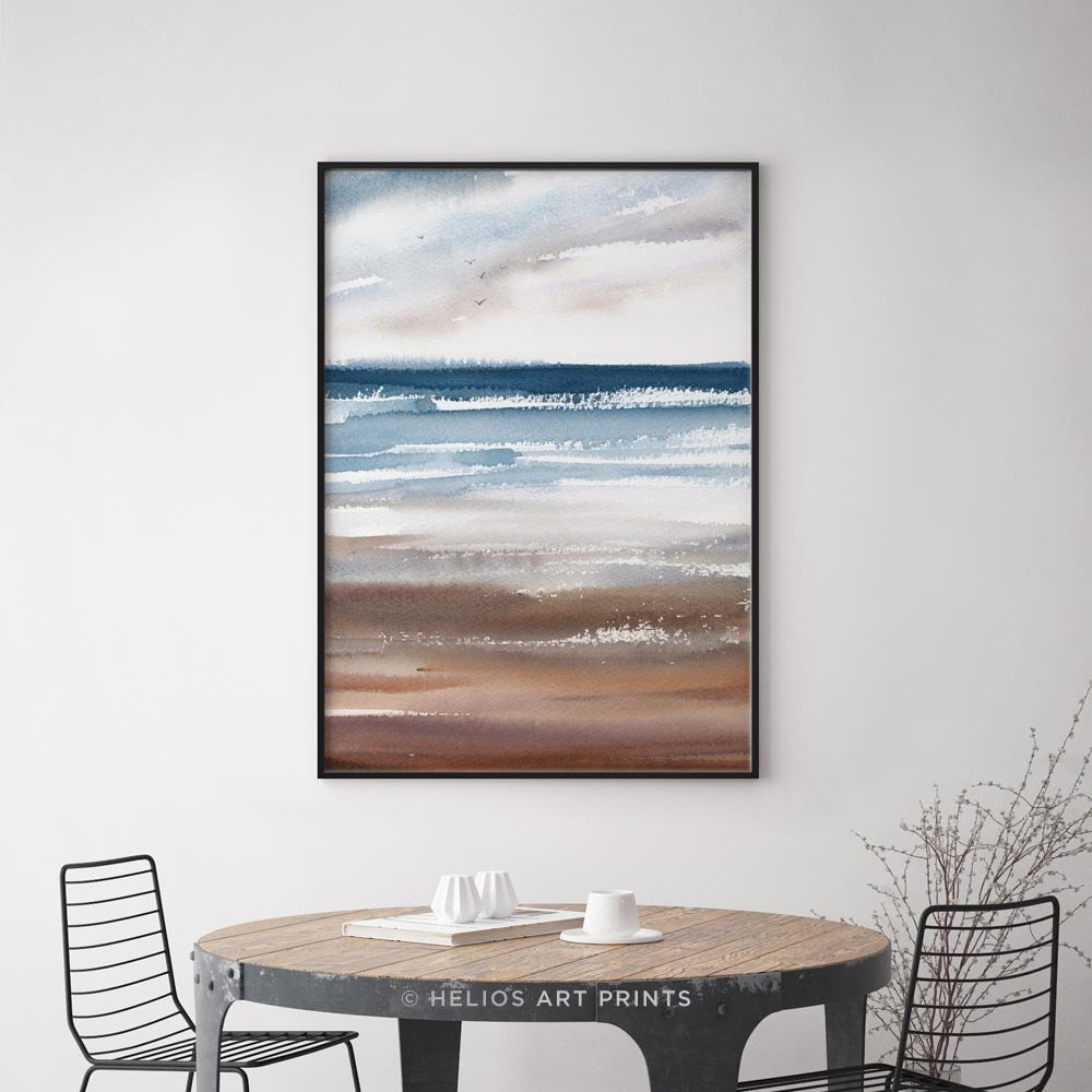 Beach Wall Art. Blue and Brown Art Print. Coastal Cloudscape Etsy