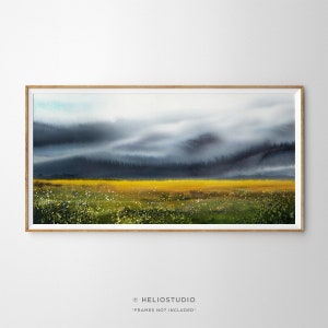 Panoramic Prairie Landscape Wall Art. Wild Flower Savannah Print, Extra Large Grasslands Wall Art, Storm Clouds, farmhouse decor, Rustic Art