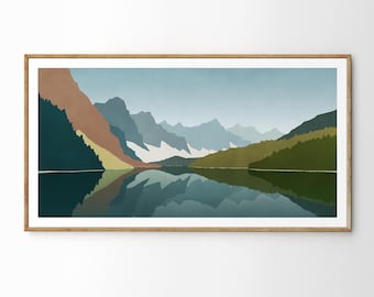 Midcentury Mountain Lake wall art: Banff Landscape Panorama