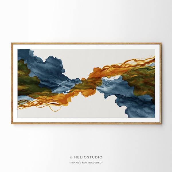 Abstract Painting Blue Rust Etsy