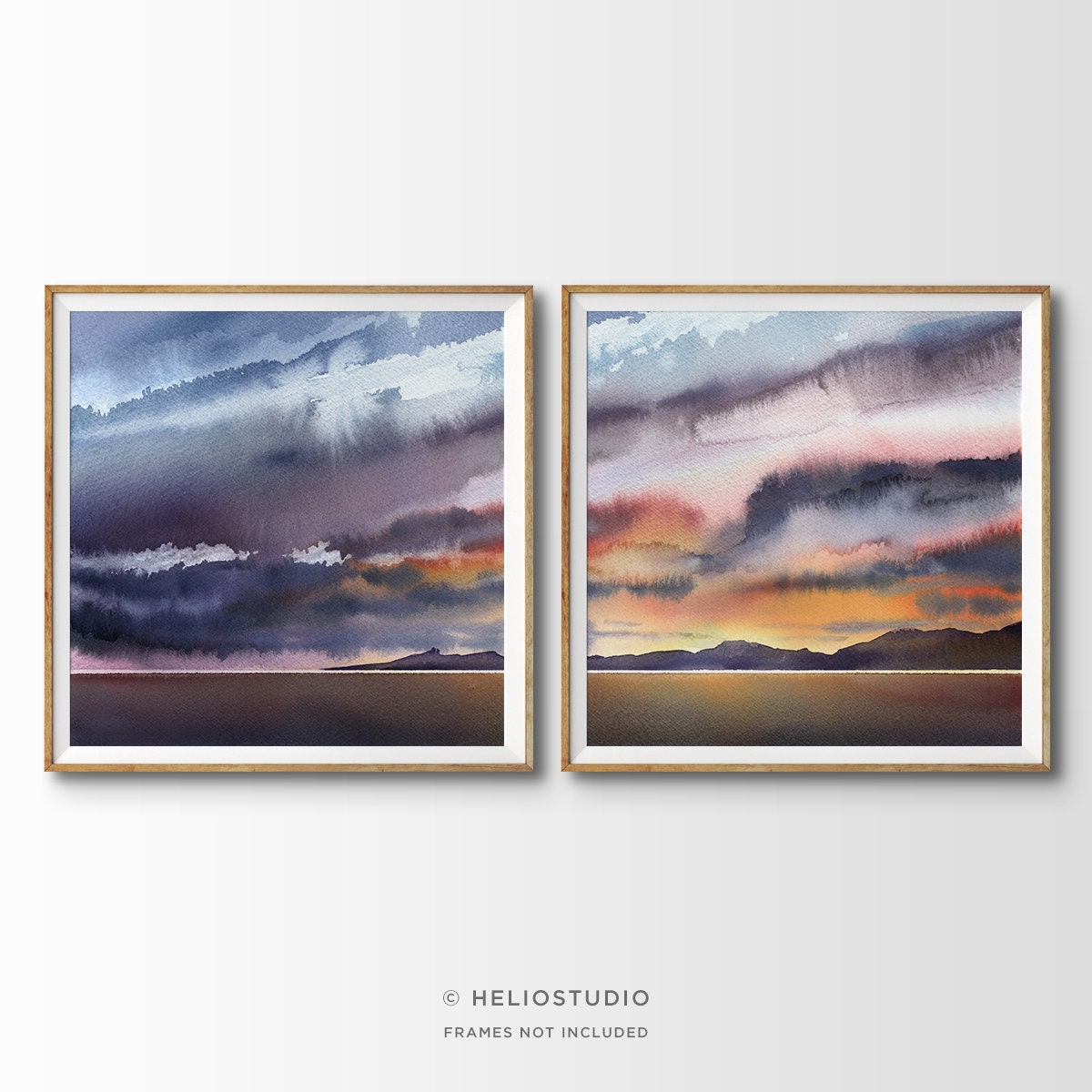 Set of Two Orageux Oil Paintings - Blue/Multi