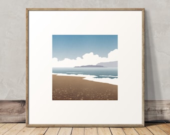 Mid-Century Coastal wall art: Seaside Landscape, Beach House Decor
