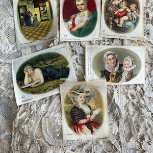 Antieke Italiaanse zijde portretten van oude meesters, ambachtelijke zijde miniatuurzijde, vintage journaling zijden portret restjes (groep 1)
