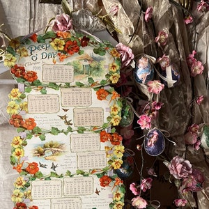 Lindo calendário do Peep O Day 1900, calendário vitoriano