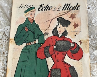 Vintage French Fashion Magazine, Le Petit Echo De La Mode, 1940s