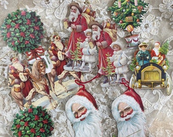 12 Vintage Santa/ Christmas antique style card Christmas gift tags