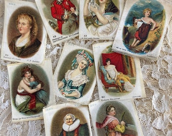 Antique Itallian silk Old Masters Portraits, Crafting silk miniature silks, Vintage Journaling Silk portrait scraps (Group 3)