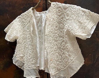 Antique Silk Lined Lace Bolero Jacket, Limerick Lace